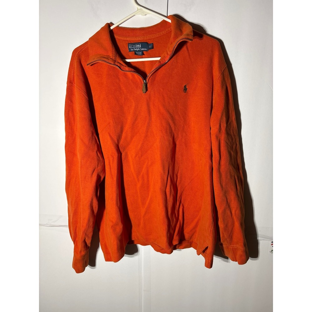Polo Ralph Lauren Men's Orange‎ Quarter Zip Pullover Sweatshirt XL